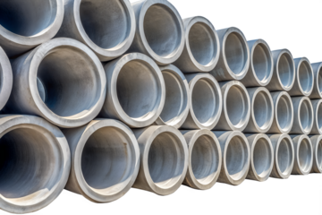 Stack of Concrete Pipes Construction Material, Drainage System, Infrastructure Project