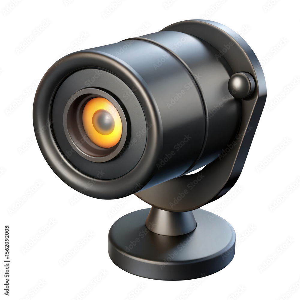 Poster dark gray security camera isolated on transparent background