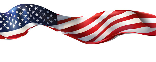 Fototapeta premium American Flag Scroll Banner with Curled Edge and Star-Filled Fold Isolated to Transparent Background