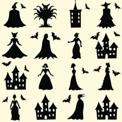 Halloween vector set with a simple silhouette style 