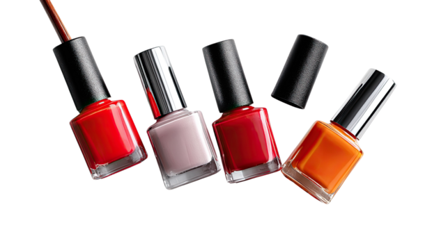 Colorful Nail Polish Set: A vibrant collection of nail polish bottles in various shades lies elegantly, embodying beauty and style.