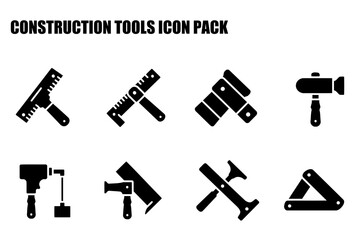 Fototapeta premium Construction tools icon set, various tools displayed in a simple, clean design. Tools for construction workers in a professional, illustrated format.