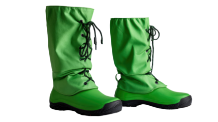 Stylish Green Boots: A striking pair of tall green boots, showcasing a blend of function and fashion, perfect for any adventurous outing. These boots are not just footwear; they're a statement.