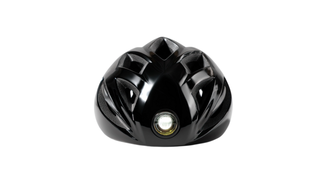 Protective Bicycle Helmet : A sleek, black bicycle helmet, meticulously designed for both safety and style, its streamlined form.