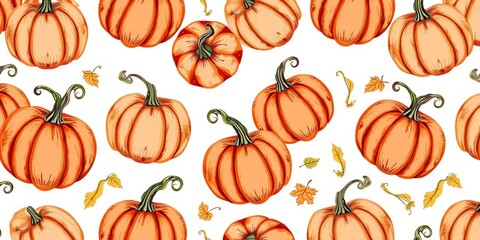 Adorable hand-drawn pumpkin pattern perfect for fall & Thanksgiving , wrapping, happy