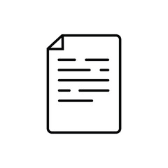 thin line document icon on white background