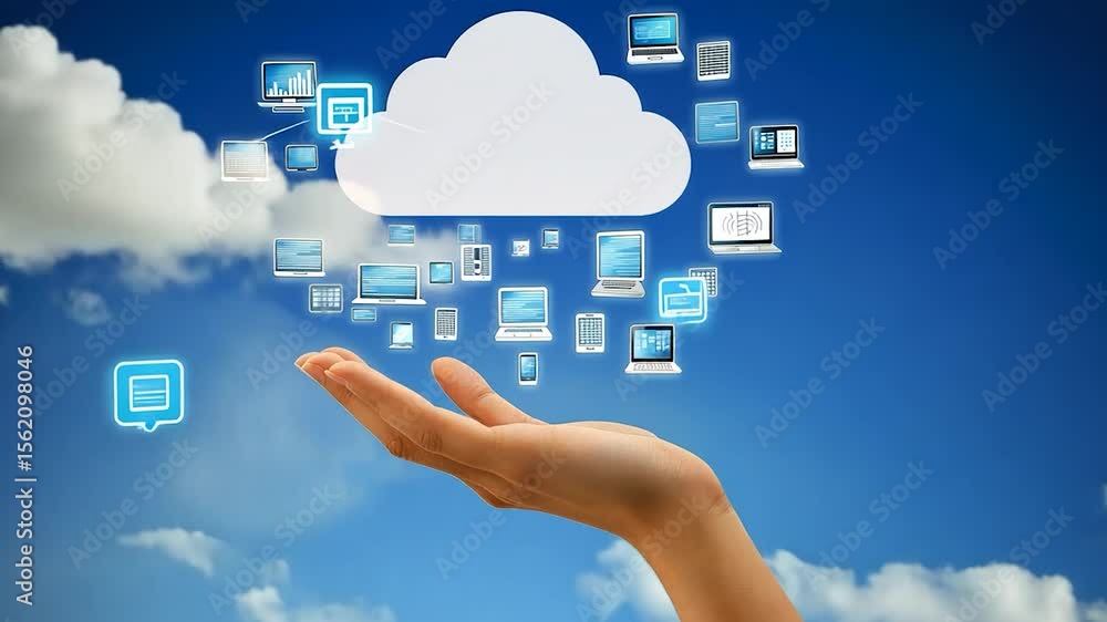 Poster hand holding a cloud computing concept