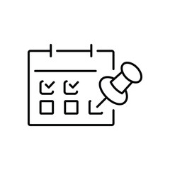 Calendar checked vector line icon. Simple element illustration. calendar checked outline icon from ultimate glyphicons concept. Can be used for web and mobile