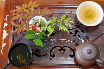 Chinese people drinking tea and relaxing in their daily life
