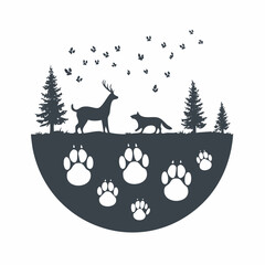 Vector silhouettes of animal footprints- dog, cat, deer, bear, bird, clean black shapes on w.svg, Firefly Vector silhouettes of animal footprints- dog, cat, deer, bear, bird, clean black shapes 