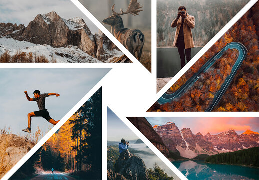 Photo Collage Lens Frame Effect Mockup