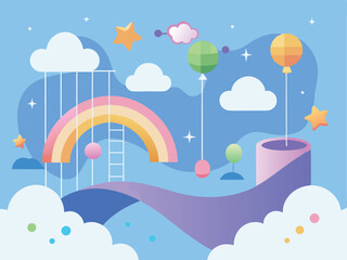 Colorful fantasy background for kindergarten
