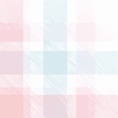Pastel pink and blue plaid pattern with sketched texture vector