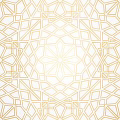 Golden geometric pattern with star and diamond shapes on white background vector
