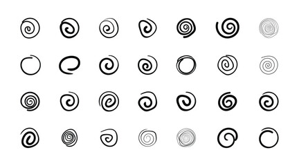 Abstract hand drawn spiral in doodle style. A swirl icon representing ideas. motion. or energy. 