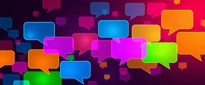 Vibrant chat bubbles forming a community network,  teamwork,  community