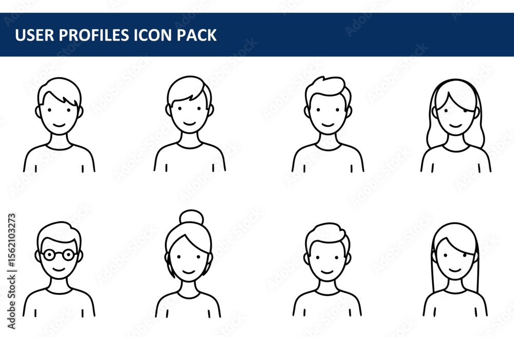 Poster user profile icons of diverse genders and ages in casual attire, displaying neutral expressions. sim