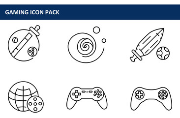 Gaming icon pack. Vector graphics of various gaming elements.