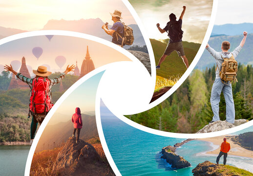 Photo Collage Lens Frame Effect Mockup
