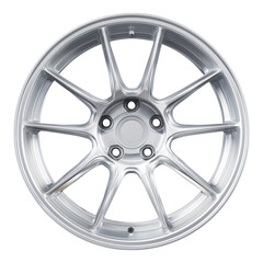 Obraz premium Sleek Silver Alloy Car Wheel isolated on png transparent background