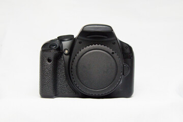 details of a black DSLR camera