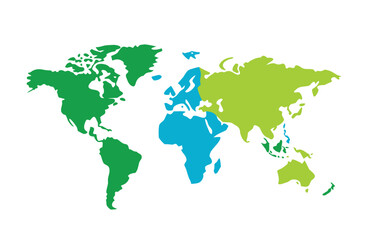 Fototapeta premium Colorful vector world map on white background
