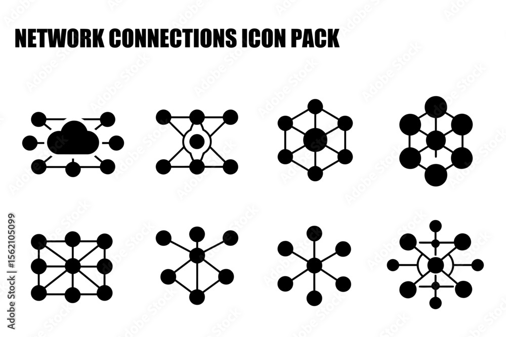 Poster network connection icons in various geometric shapes. abstract graphic design elements for technolog