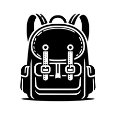 Minimalist Black SVG Silhouette of a School Backpack for Education and Back to School Design Projects