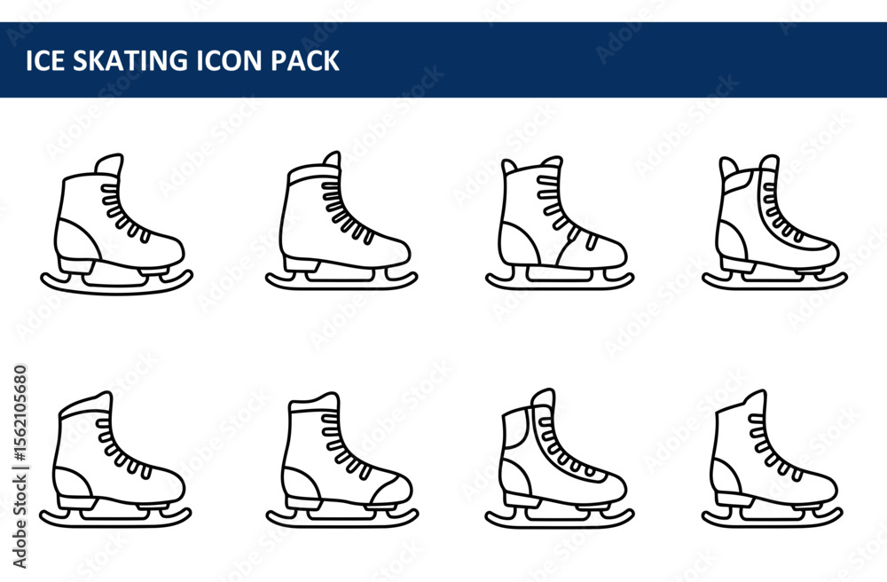 Poster Ice skating icons, showing various angles of ice skates, for use in an ice skating icon pack.