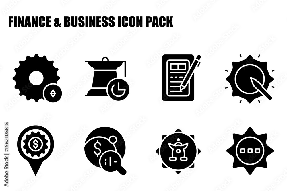 Poster finance and business icons in a simple, modern design. abstract representations of financial tools a