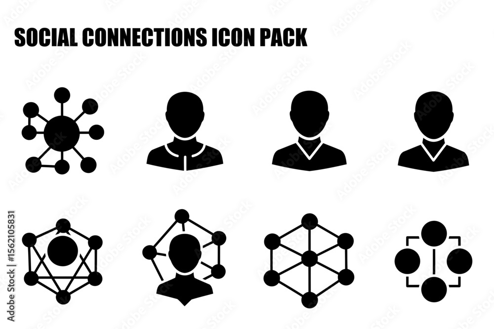 Poster social connections icons with various connection types displayed. generic icons depicting social con