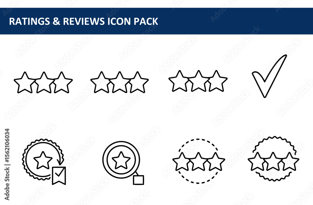 Poster simple rating icons for website or app design. basic, clean icons, showing various ratings, reviews,