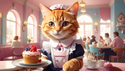 メイド喫茶で働くAIネコ