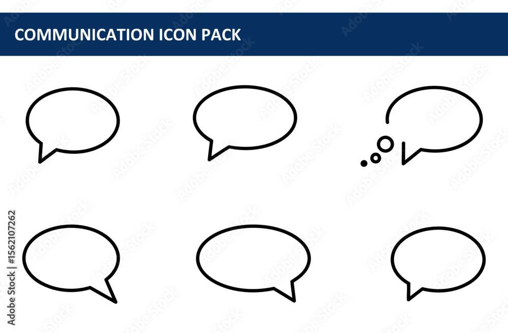 Poster simple black line speech bubble icons in a communication icon pack. various speech bubble styles rep