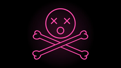 Red emoji with crossbones. Pirate emoji isolated on a black background.