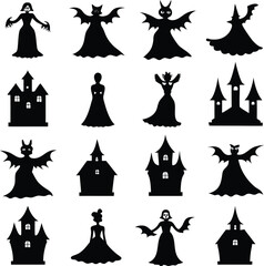 Halloween vector set with a simple silhouette style 