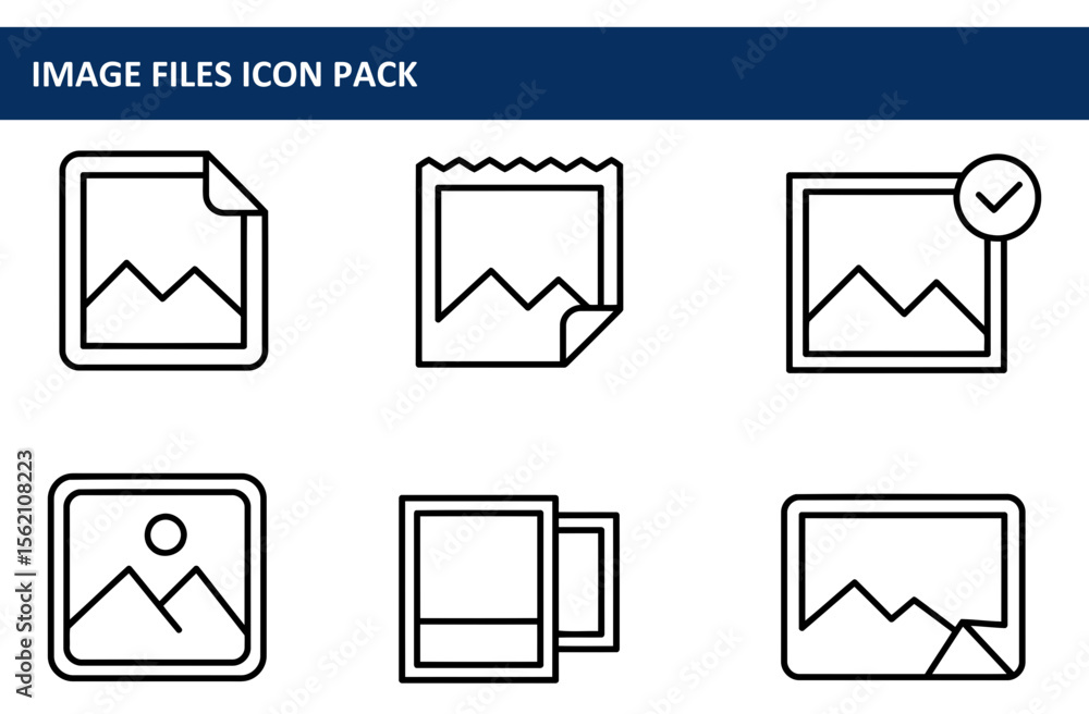 Aufkleber line art icons of various image file formats.