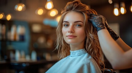 Fototapeta premium Young girl with tufts on her head in dentist's chair. Useful for medical articles, advertising of dental services, educational materials about dental health.