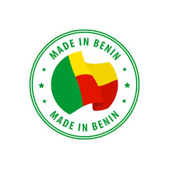 Benin - Nation Label Icon. Country Flag Sticker. Vector illustration.