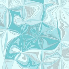 A modern abstract pattern featuring geometric swirl shapes in a cool aqua blue color palette. Ideal for textile design, digital backgrounds, and contemporary prints