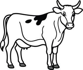 Black and white farm animal, a cute isolated dairy cow vector illustration on white