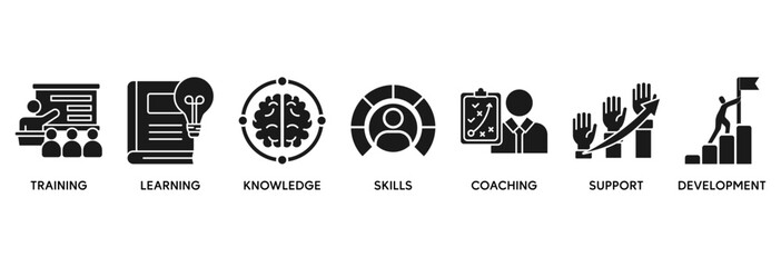 Capacity building icon set vector illustration concept relate to an icon of training, learning, knowledge, skills, coaching, support, and development