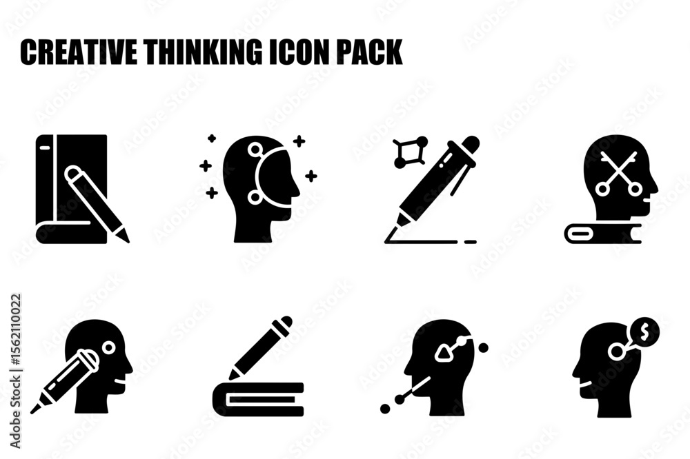 Aufkleber creative thinking icons depicting various methods for idea generation and creative problem-solving.