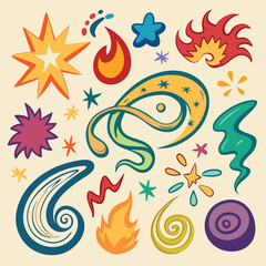 Fototapeta premium Vibrant Abstract Shapes and Elements A Collection of Hand-Drawn Design 