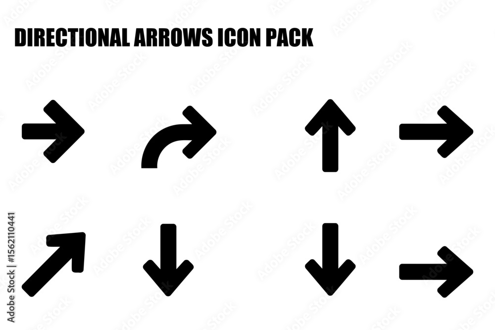 Poster directional arrows in a set of different directions. simple graphic design elements for use in appli