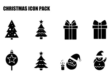 Fototapeta premium Christmas icon pack of various holiday symbols. Flat design Christmas tree, gift, ornament, Santa Claus, and snowman.