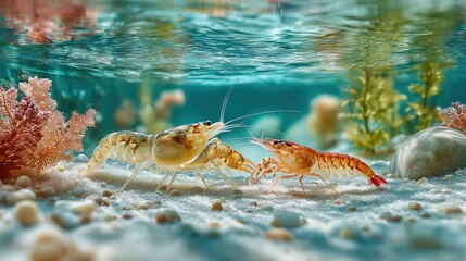 Vibrant Underwater Crayfish Community