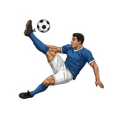 Mid-Air Bicycle Kick Football Player PNG with Transparent Background