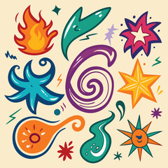 set of colorful floral elements