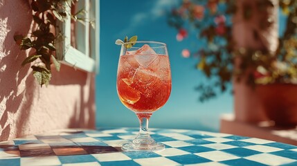 Refreshing Citrus Cocktail on a Vibrant Outdoor Summer Table